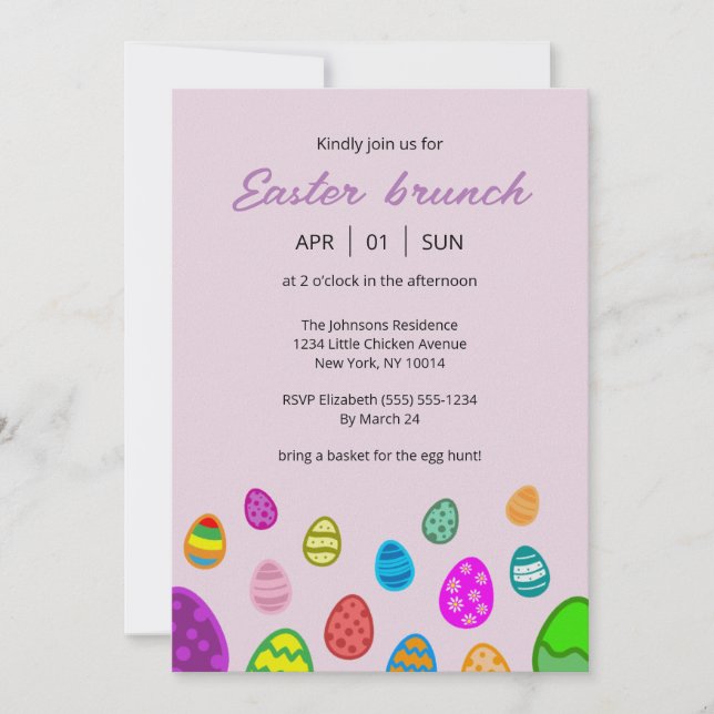 Colourful and beautiful Easter eggs Invitation (Front)