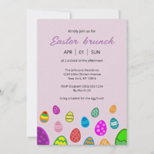 Colourful and beautiful Easter eggs Invitation