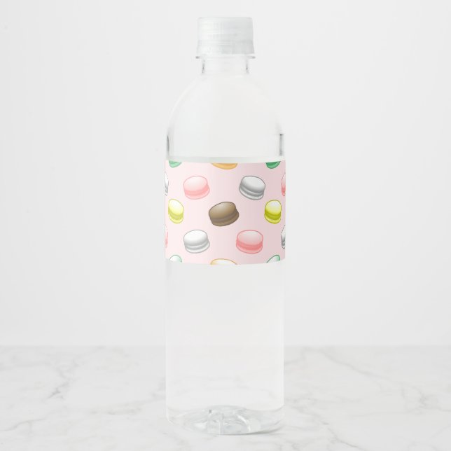 Colourful and Beautiful Macarons Water Bottle Label (Front)