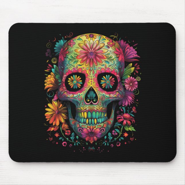Colourful And Beautiful Sugar Skull Performance Mouse Pad (Front)