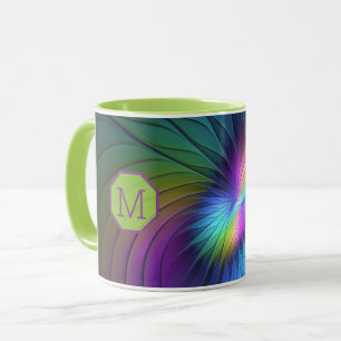 Colourful And Blue Modern Abstract Fractal Monogra Mug