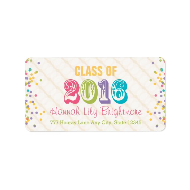 Colourful and Bright Class of 2016 Label (Front)