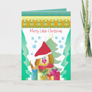 colourful And Bright Cute Whimsy Holiday Puppy Card
