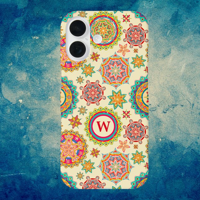 Colourful and Bright Mandala Shapes with Initial Case-Mate iPhone Case (Creator Uploaded)