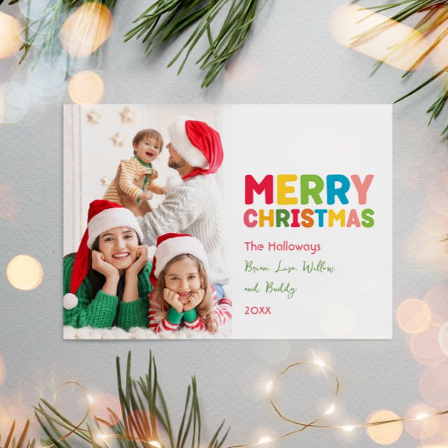 Colourful and Bright Merry Christmas One Photo Holiday Card (Creator Uploaded)