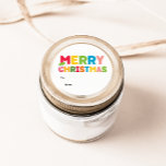 Colourful and Bright Merry Christmas To From Classic Round Sticker<br><div class="desc">Capture the joy and magic of the holiday season with this unique and festive, colourful and bright Merry Christmas to from round sticker. Its simple yet fun design features a rainbow colour palette of red, green, yellow, blue, orange, and pink, creating a vibrant and cheerful atmosphere. The creative and minimalist...</div>