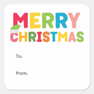 Colourful and Bright Merry Christmas To From Square Sticker