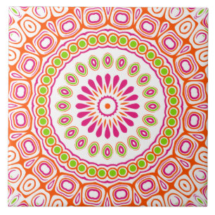 Colourful and Bright Spring Mandala Design Ceramic Tile