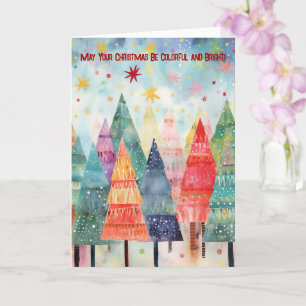 Colourful and Bright Trees Christmas Card