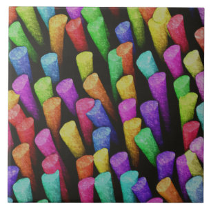 Colourful and Cheerful Painterly Chalk Pattern  Ceramic Tile
