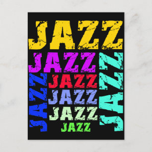Colourful and cool jazz postcard