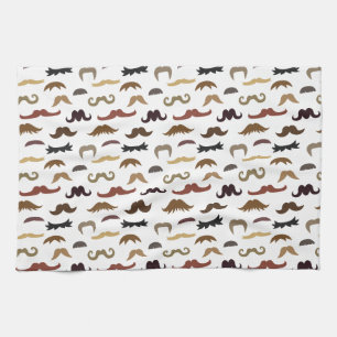 Colourful and Cool Moustaches Pattern Tea Towel