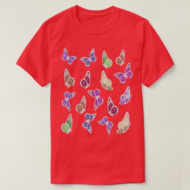 Colourful and Cute Butterfly Pattern 3 1 T-Shirt (Design Front)