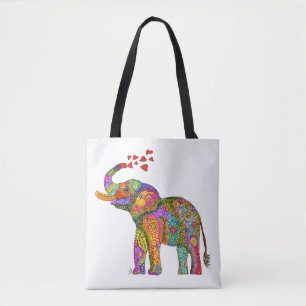 Colourful and Cute Elephant Tote Bag