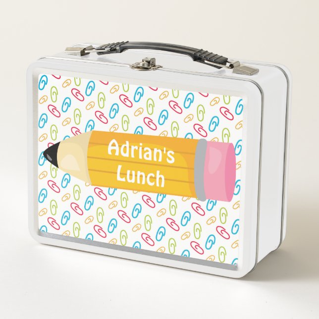 Colourful and Cute Pencil Metal Lunch Box (Front)