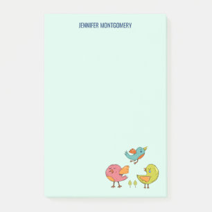 Colourful and Cute Whimsical Birds Trio Post-it Notes