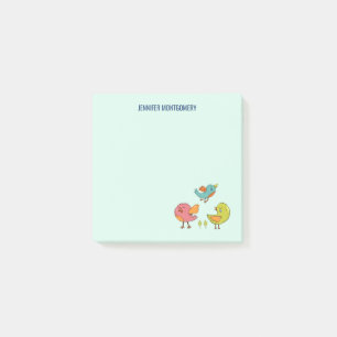 Colourful and Cute Whimsical Birds Trio Post-it Notes