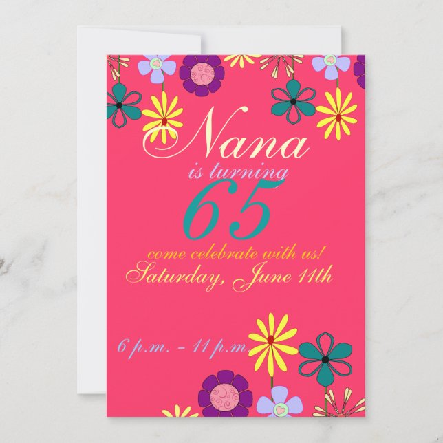 Colourful and festive 65th birthday Invitation (Front)