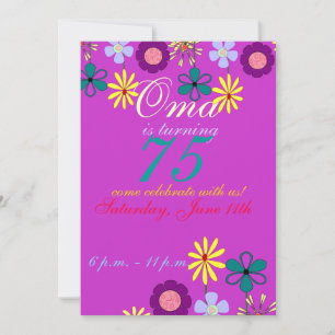 Colourful and festive 75th birthday Invitation