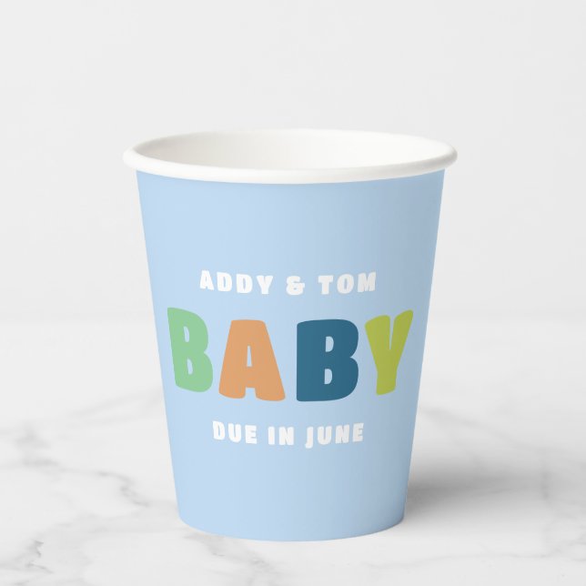 Colourful and Fun Bold Boy Baby Shower Paper Cups (Front)