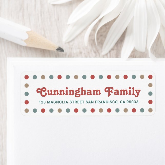 Colourful and Fun Christmas Dots Return Address Label (Insitu)