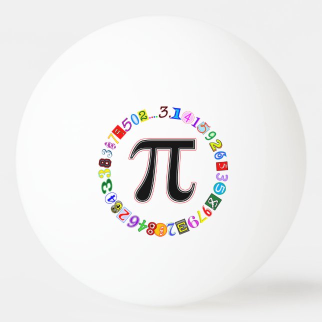 Colourful and Fun Circle of Pi Calculated Ping Pong Ball (Front)