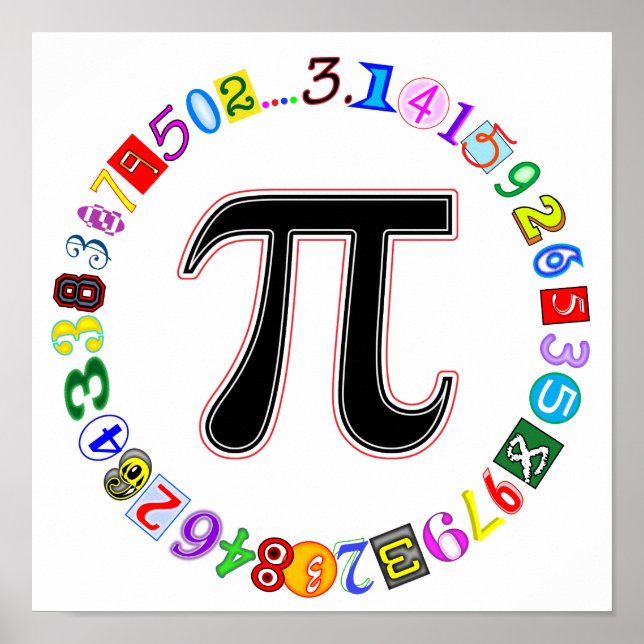 Colourful and Fun Circle of Pi Poster (Front)
