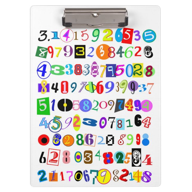 Colourful and Fun Depiction of Pi Clipboard (Front)