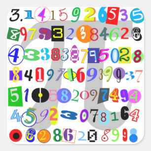 Colourful and Fun Depiction of Pi Square Sticker