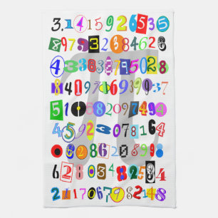 Colourful and Fun Depiction of Pi Tea Towel