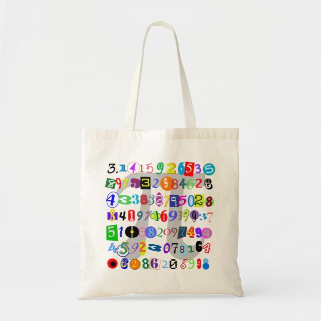 Colourful and Fun Depiction of Pi Tote Bag (Front)