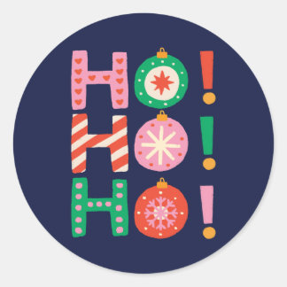 Colourful and Fun HO HO HO Navy Blue Christmas Classic Round Sticker