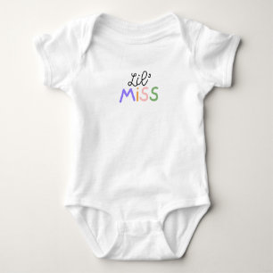 Colourful and fun lettering on this Lil' Miss. Baby Bodysuit