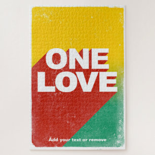 Colourful and fun "One Love" reggae rasta poster, Jigsaw Puzzle