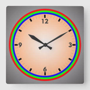 Colourful and Fun Rainbow Square Wall Clock