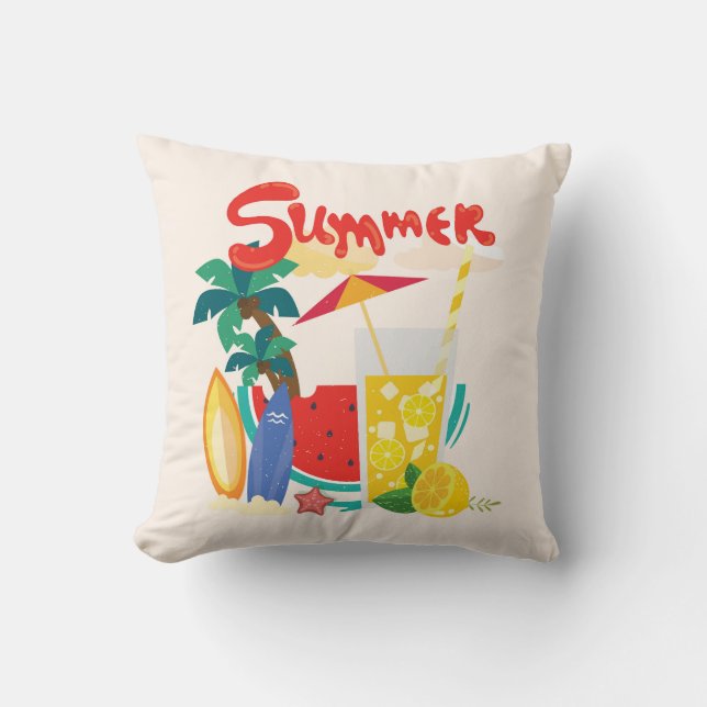 Colourful and Fun Summer Activities Cushion (Front)