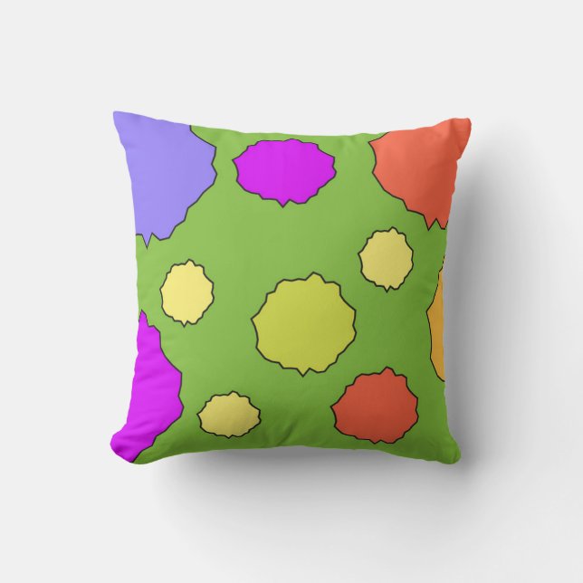 Colourful and Funky geometric polka dot pillow (Front)