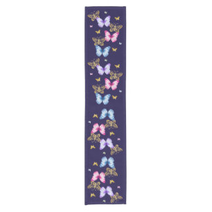 Colourful and Gold Butterflies Short Table Runner
