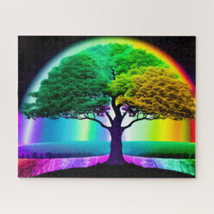 Colourful and Joyful Rainbow Tree of Life Jigsaw Puzzle