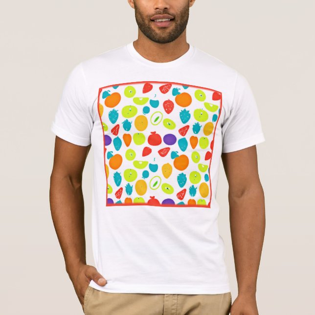 Colourful and Juicy Tropical Pattern T-Shirt (Front)