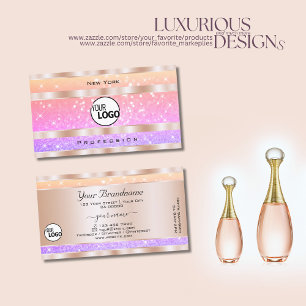 Colourful and Pastel Rainbow Glitter Stars add Log Business Card