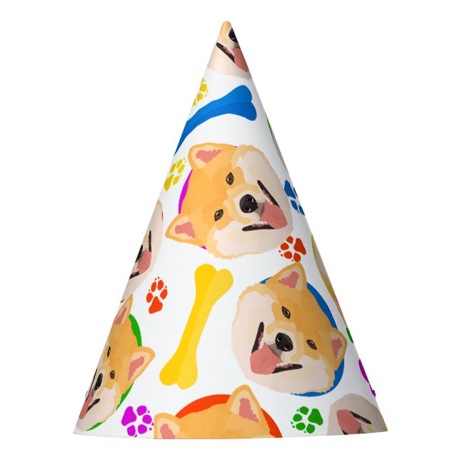 Colourful and playful Shiba Inu Party Hat (Front)