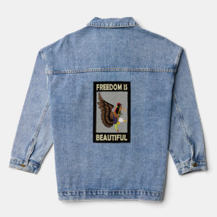 Colourful and refreshing birds flying with quote denim jacket