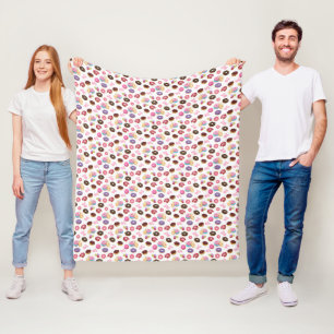 Colourful and Tasty Doughnuts and Hearts Fleece Blanket
