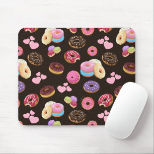 Colourful and Tasty Doughnuts and Hearts Mouse Pad