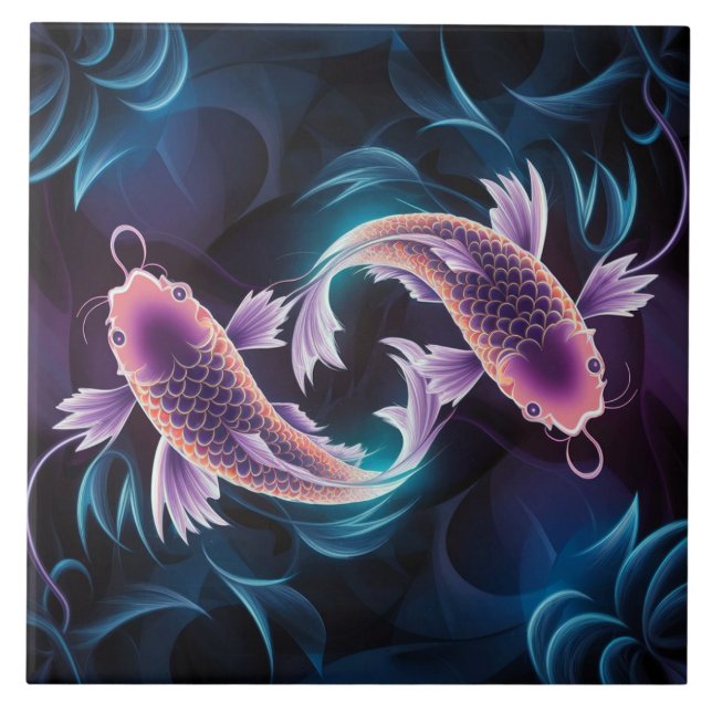 Colourful and Translucent Exotic Fish Aquarium Ceramic Tile (Front)