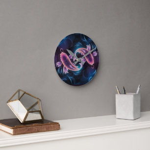 Colourful and Translucent Exotic Fish Aquarium Round Clock