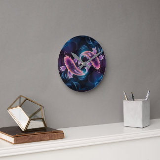 Colourful and Translucent Exotic Fish Aquarium Round Clock