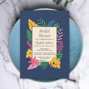 Colourful and Tropical Beach Themed Bridal Shower Invitation