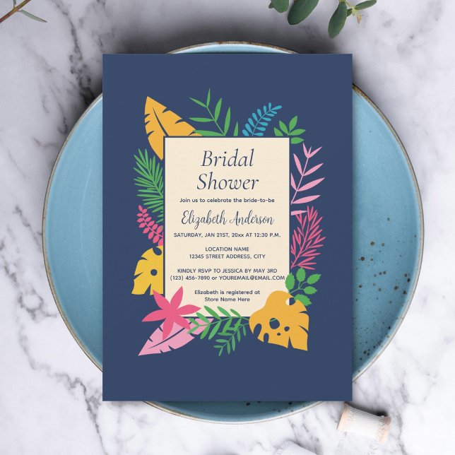 Colourful and Tropical Beach Themed Bridal Shower Invitation (Creator Uploaded)